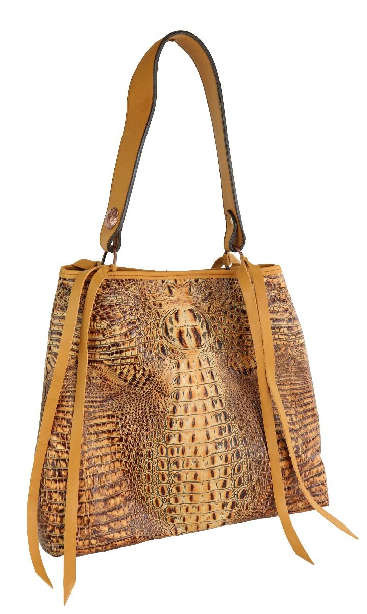 Savannah Hornback Gator Print Tote By Double J Saddlery