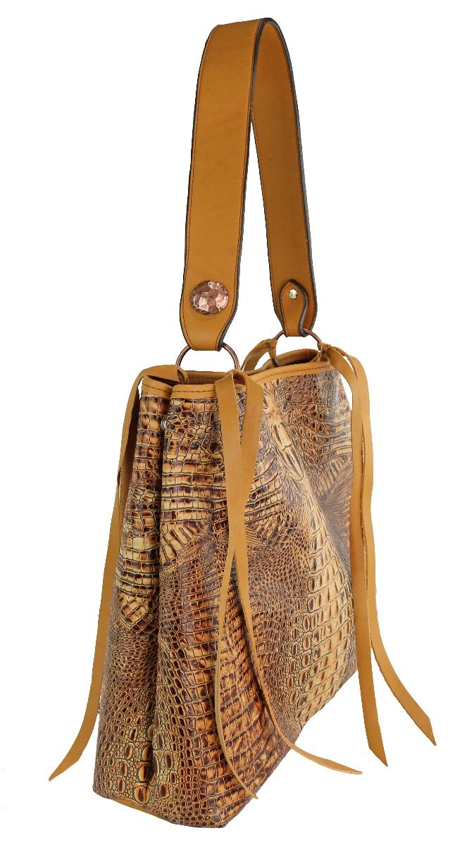 Savannah Hornback Gator Print Tote By Double J Saddlery