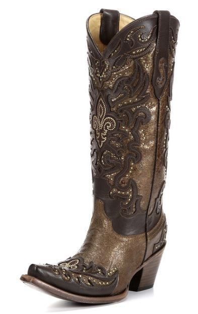 Corral Chocolate Copper Fleur De Lis Boot