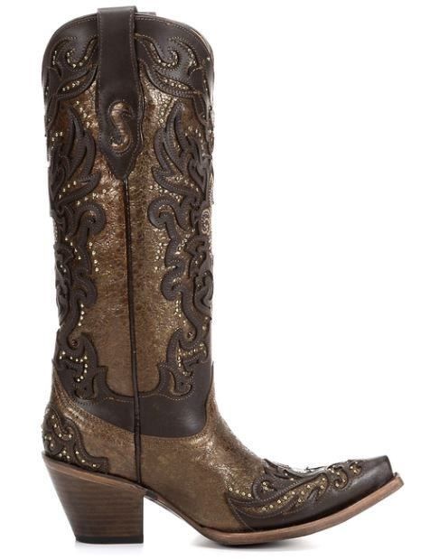 Corral Chocolate Copper Fleur De Lis Boot