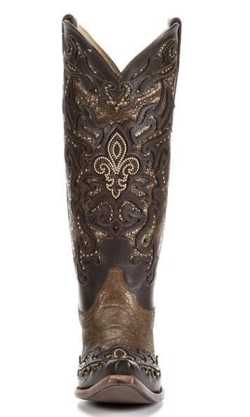 Corral Chocolate Copper Fleur De Lis Boot