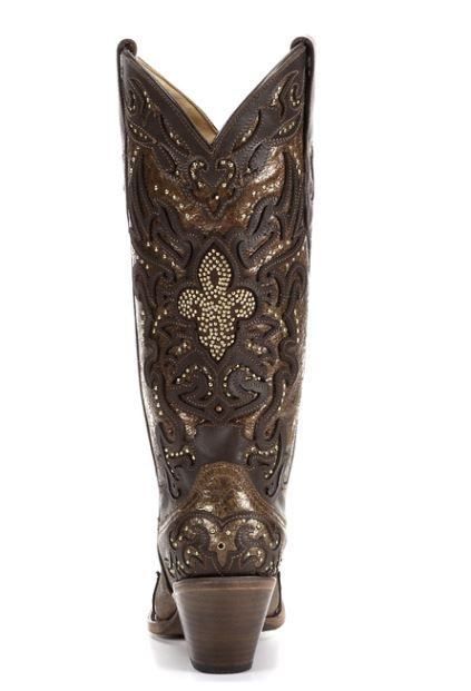 Corral Chocolate Copper Fleur De Lis Boot