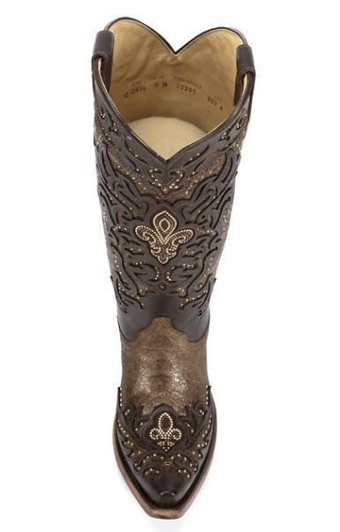 Corral Chocolate Copper Fleur De Lis Boot