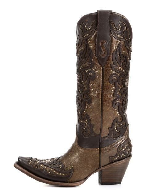 Corral Chocolate Copper Fleur De Lis Boot