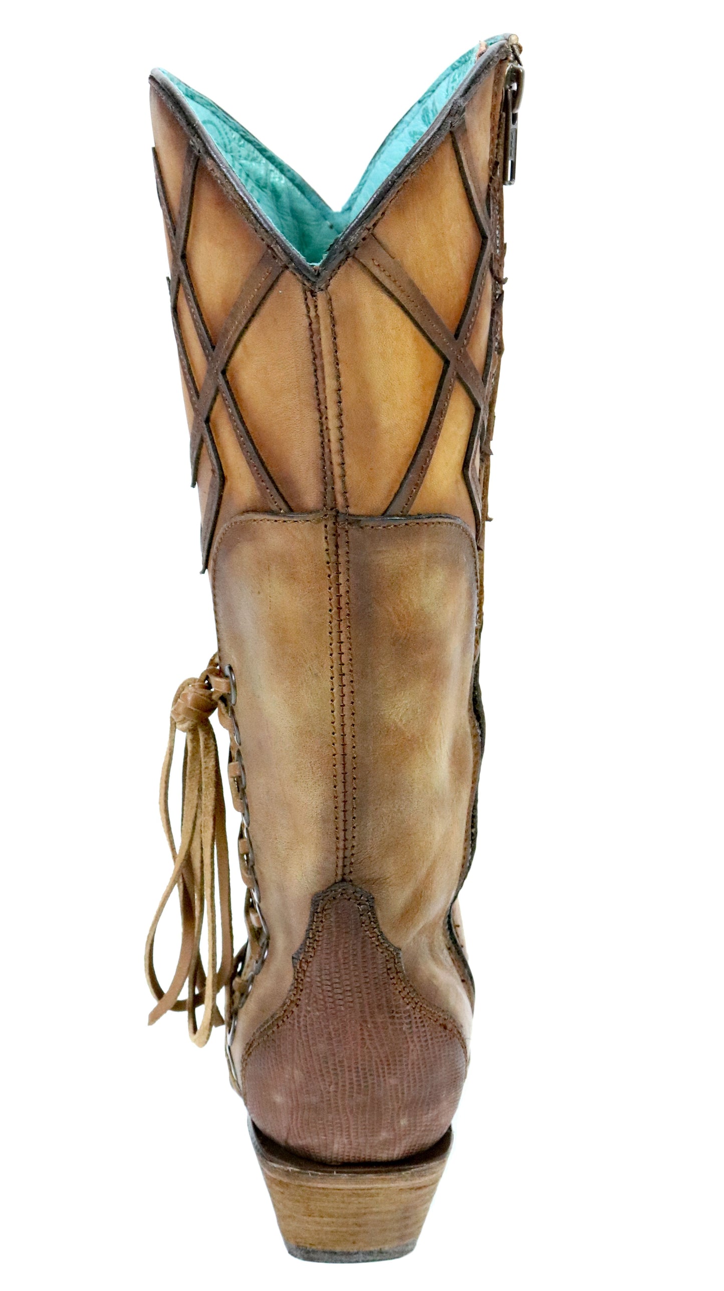 Corral Honey Lizard Laser Overlay and Lace Up Boots