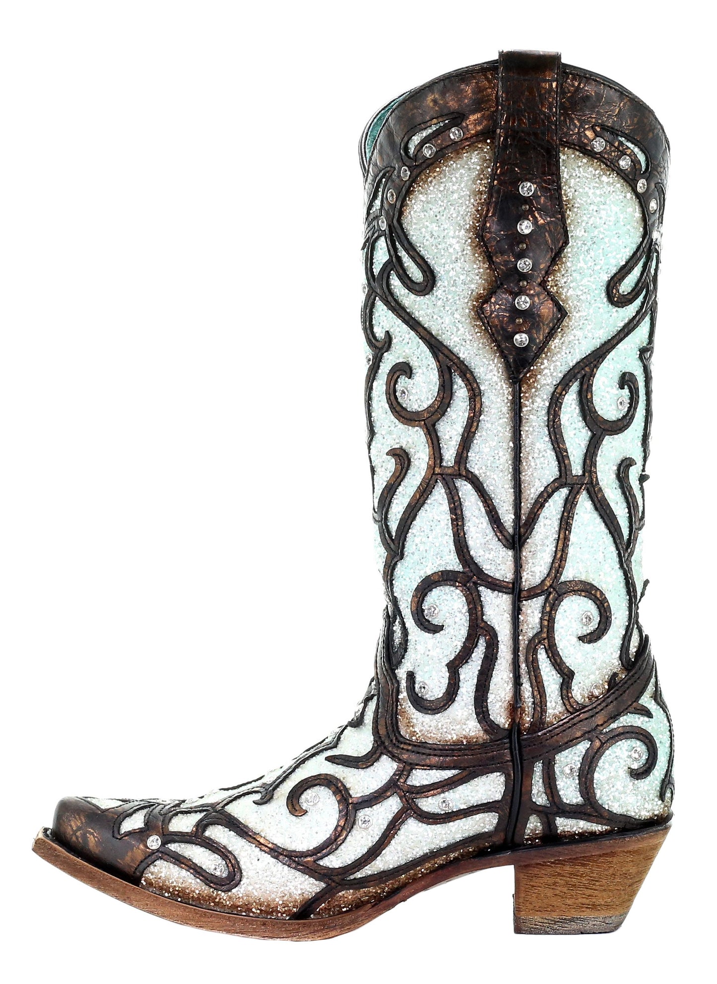 Corral Sky Blue Glitter Inlay and Crystals Boots