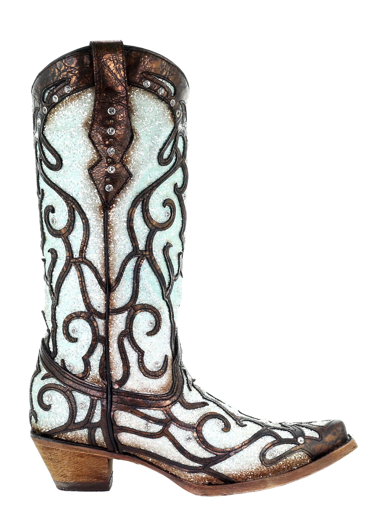 Corral Sky Blue Glitter Inlay and Crystals Boots