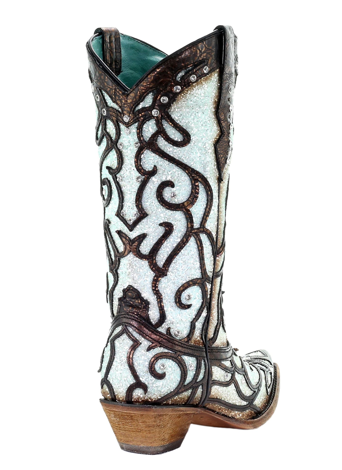 Corral Sky Blue Glitter Inlay and Crystals Boots