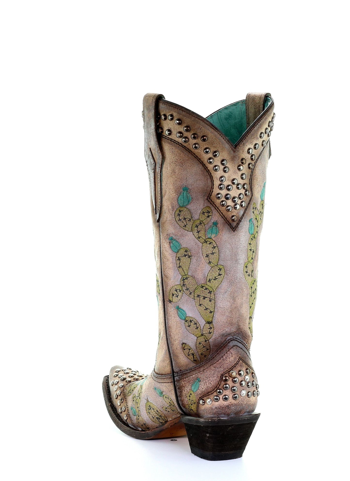 Corral Tobacco Nopal Cactus Embroidered Studs Boots