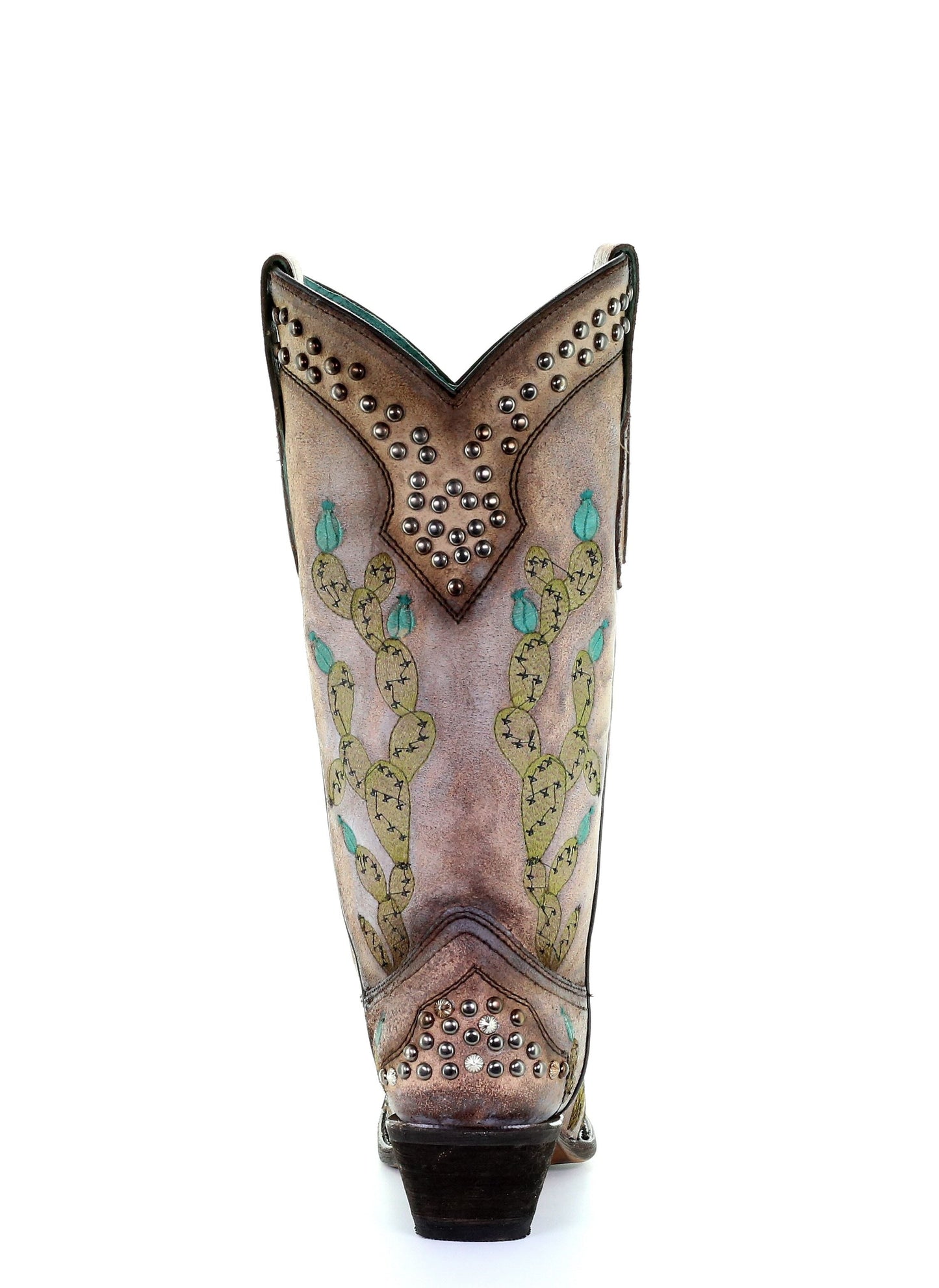 Corral Tobacco Nopal Cactus Embroidered Studs Boots