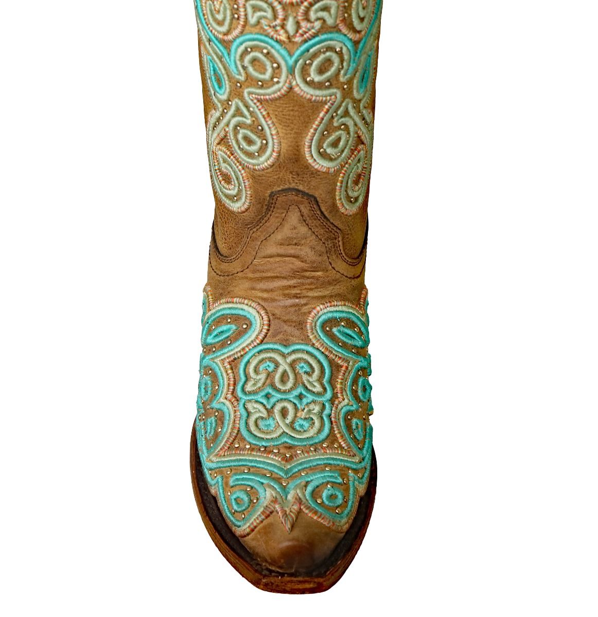 Tan and Turquoise Embroidery Boot by Corral C3572