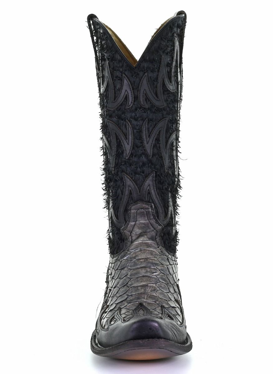 Corral Men's Black Python Overlay Square Toe C3622