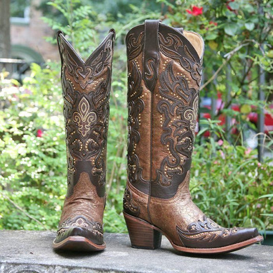 Corral Chocolate Copper Fleur De Lis Boot