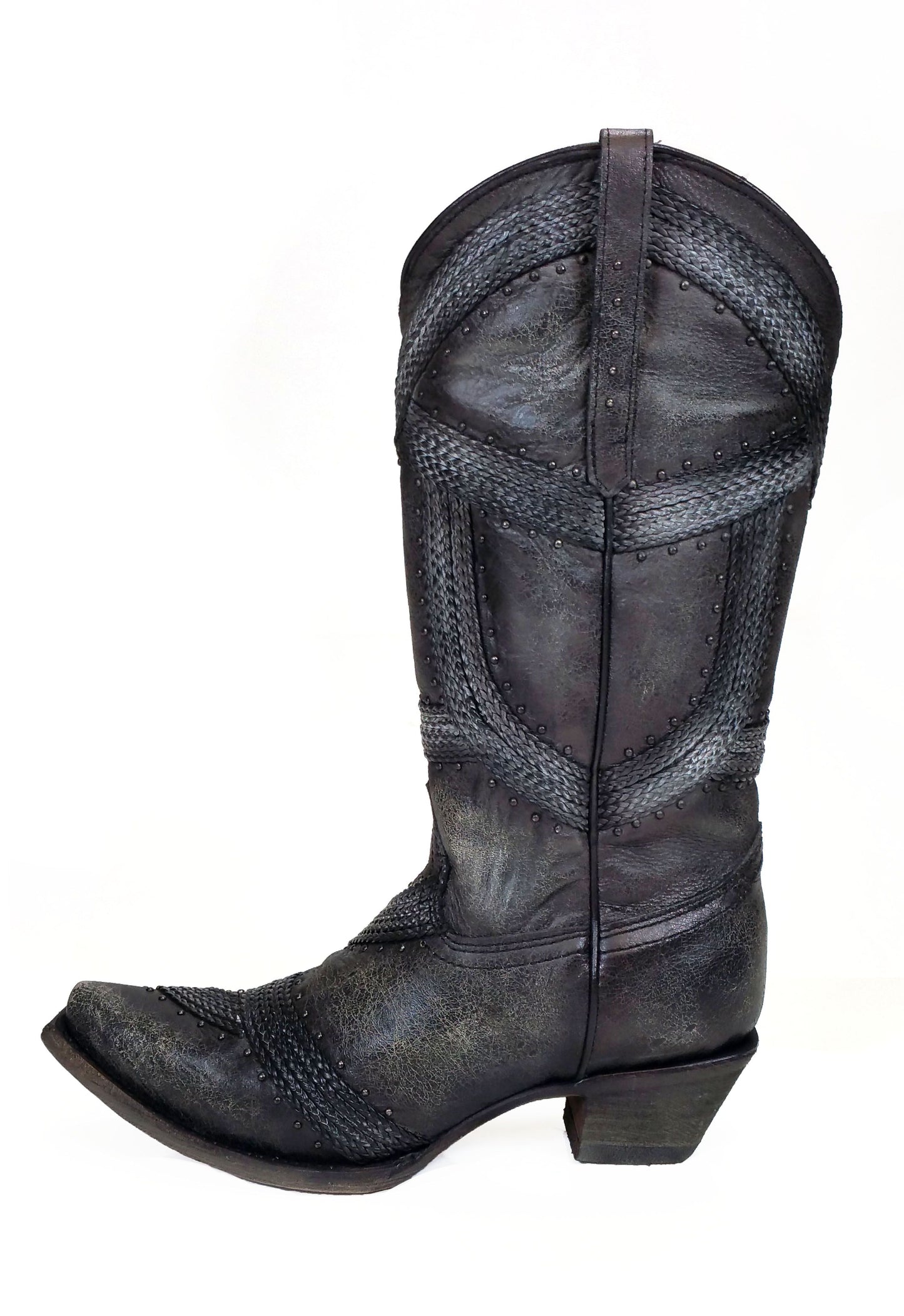 Corral Black Braided and Studs Western Boots