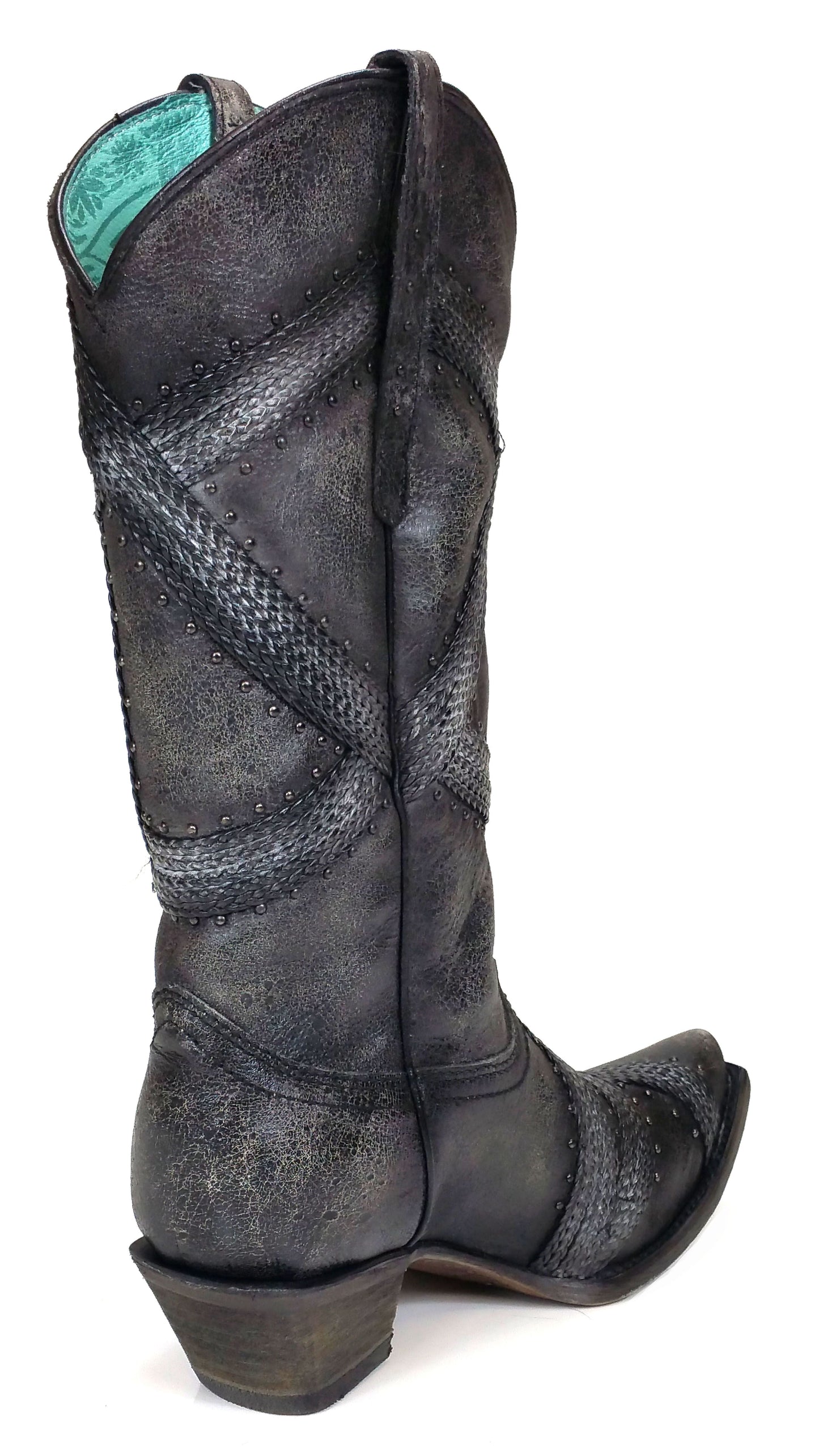 Corral Black Braided and Studs Western Boots