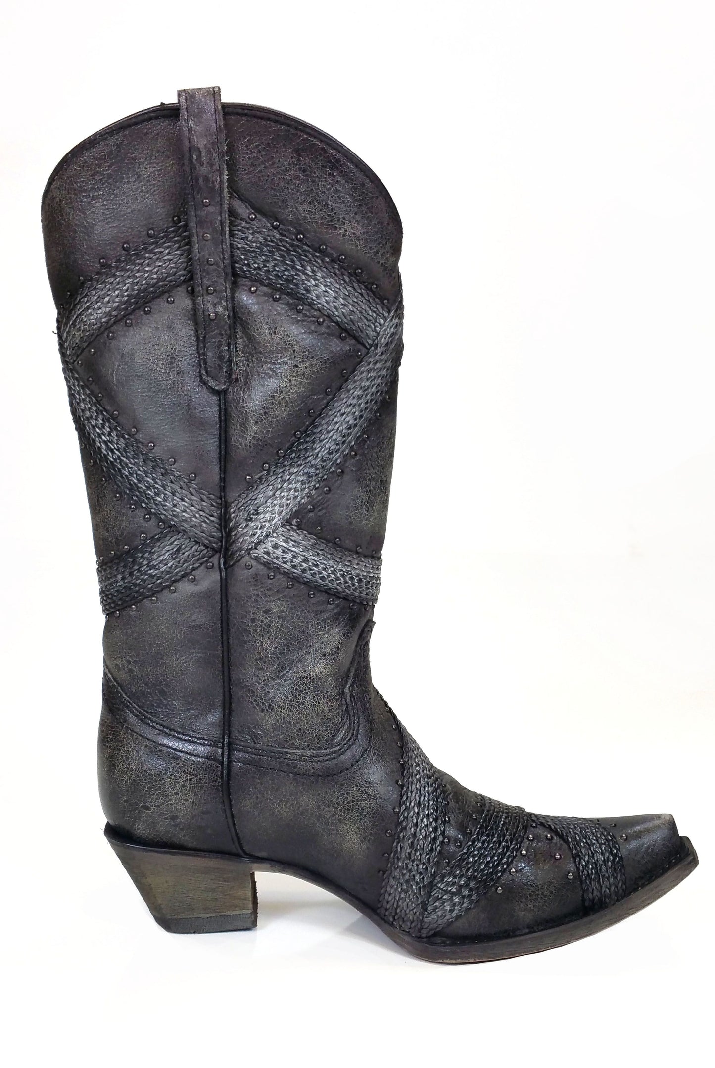 Corral Black Braided and Studs Western Boots