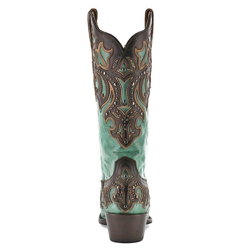 Corral Turquoise Chocolate Inlay and Studs Boots