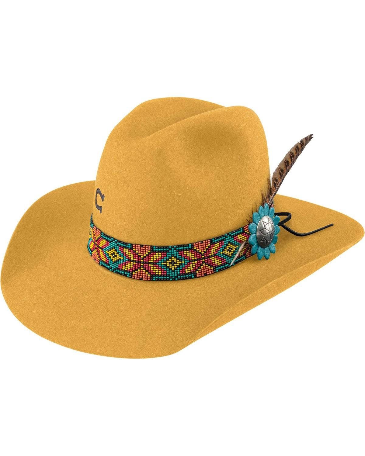 Charlie 1 Horse Gold Digger Felt Hat in Yellow