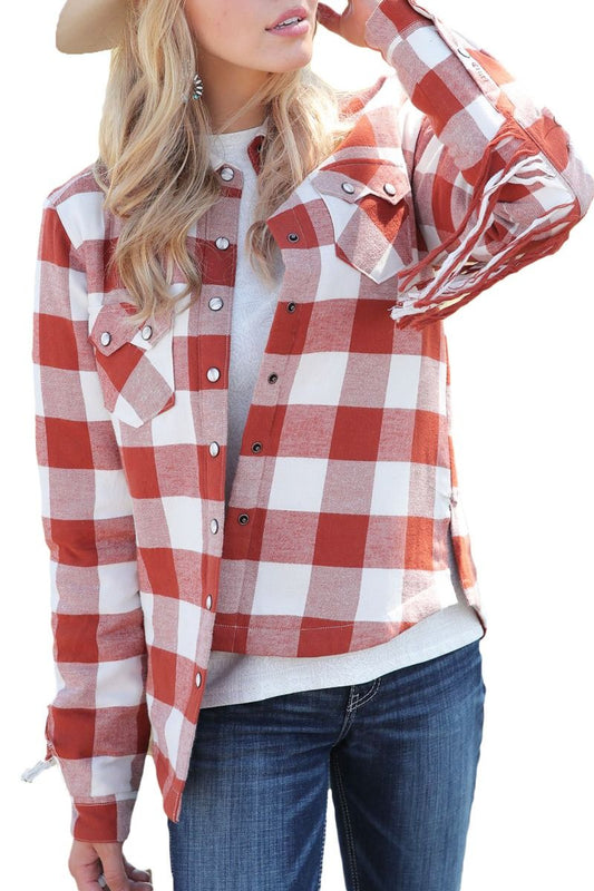 Cinch Women's Plaid Shirt Jacket In Brown CWJ7407001