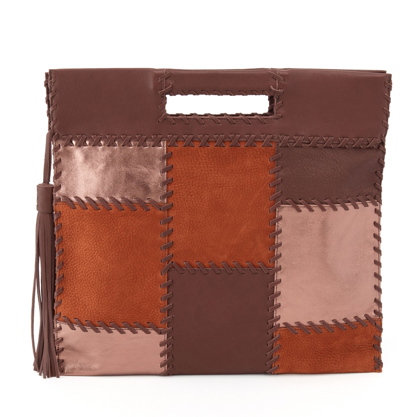 HOBO Dakota Suede Patchwork Tote in Walnut