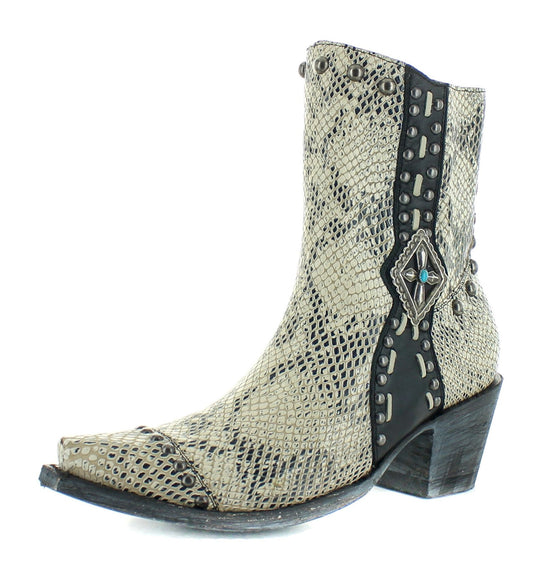 Double D Ranch by Old Gringo Four Winds Snake Skin Boots in White