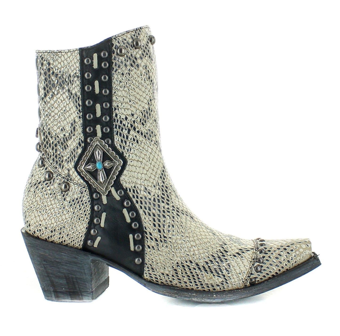 Double D Ranch by Old Gringo Four Winds Snake Skin Boots in White