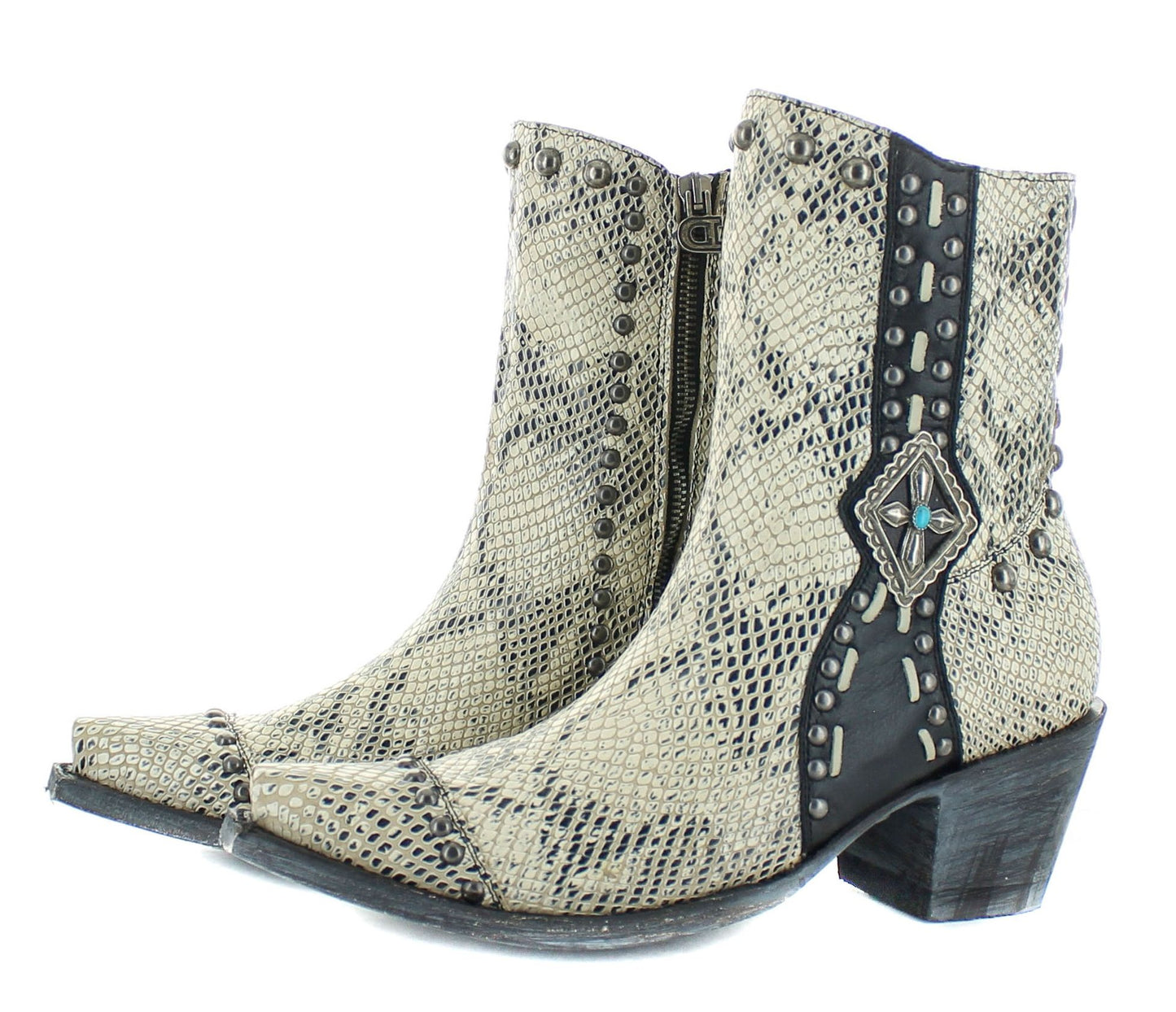 Double D Ranch by Old Gringo Four Winds Snake Skin Boots in White