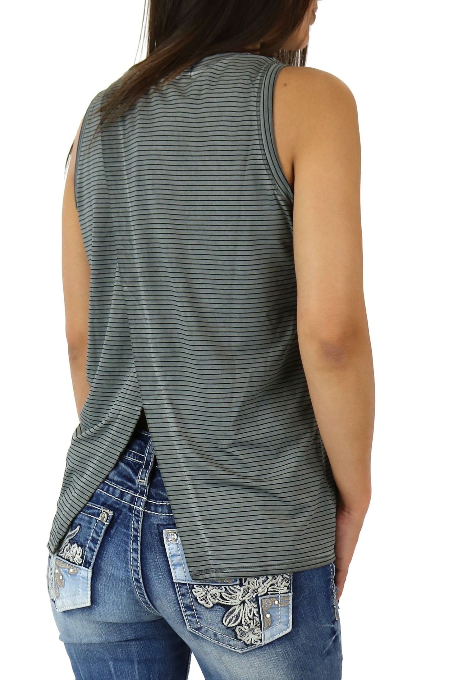 Dear John Corey Dirty Wash Stripe Tank in Wild Dove