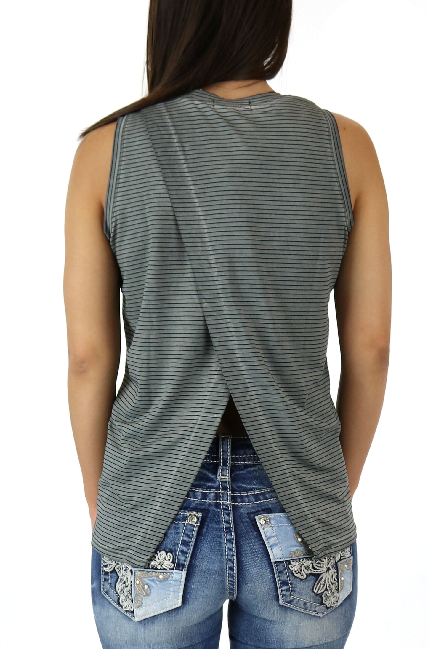 Dear John Corey Dirty Wash Stripe Tank in Wild Dove