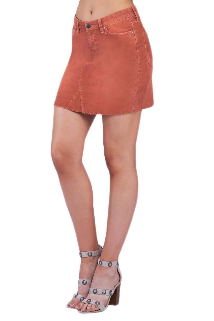 Dear John Eliana Denim A-Line Skirt in Habanero Red