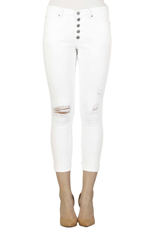 Dear John Gisele Button Fly Comfort Skinny in Optic White