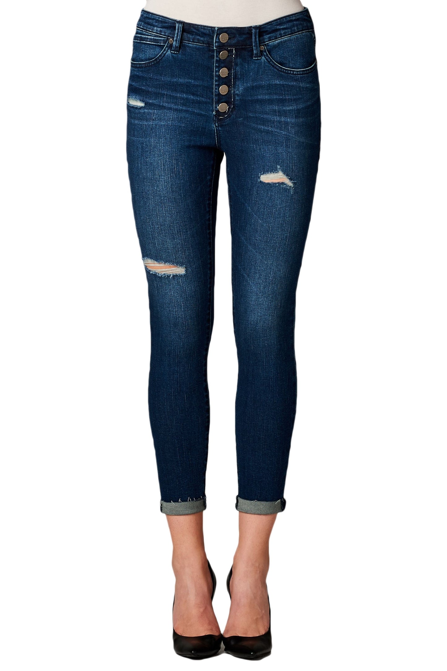 Dear John Giselle Button Fly Comfort Skinny in Cypress