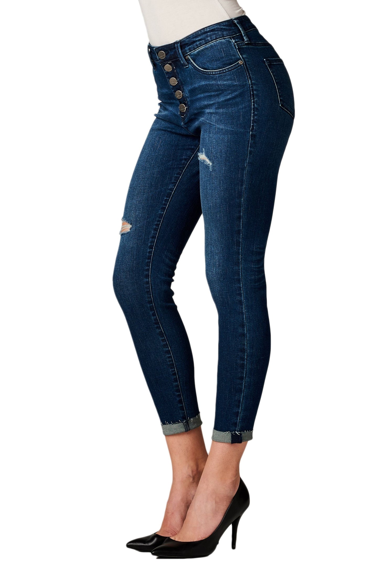 Dear John Giselle Button Fly Comfort Skinny in Cypress