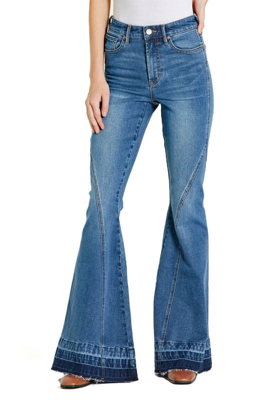 Leah Super High Rise Super Flare Tempe Jeans In Medium Wash By Dear John DPM56A124TEM