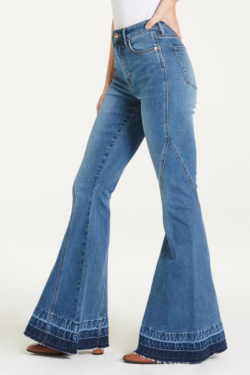 Leah Super High Rise Super Flare Tempe Jeans In Medium Wash By Dear John DPM56A124TEM