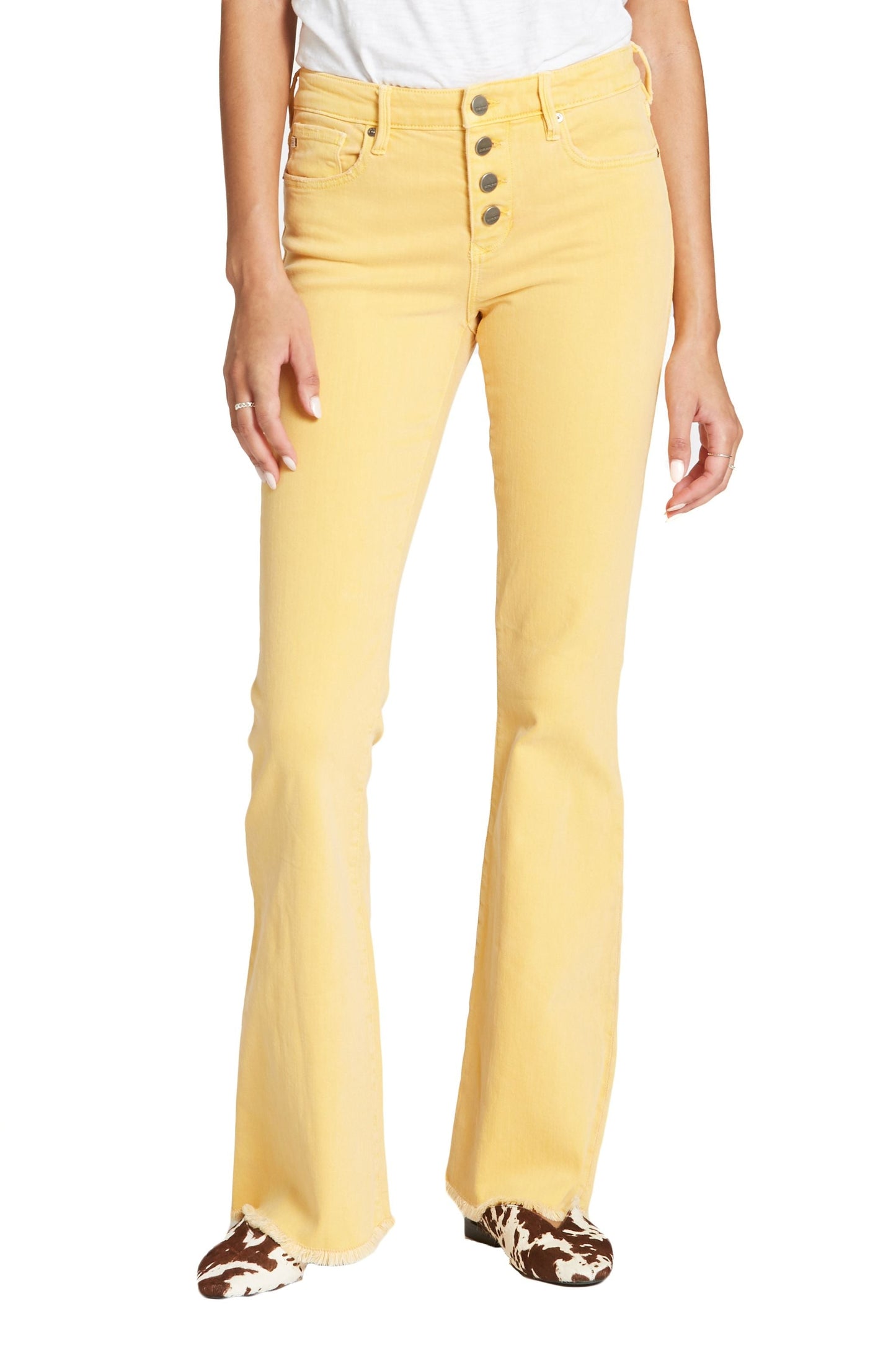 Dear John Sadie High Rise Flare in Canary Yellow