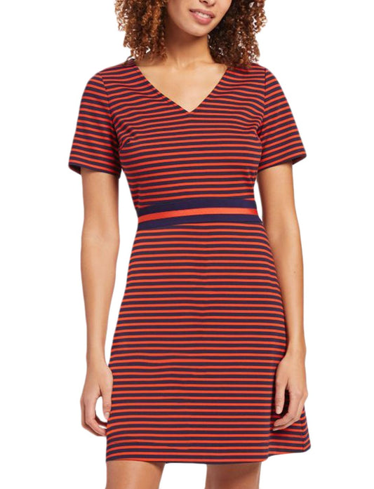 Draper James Stripe Ponte Knit A-Line Dress in Nassau Navy Multi