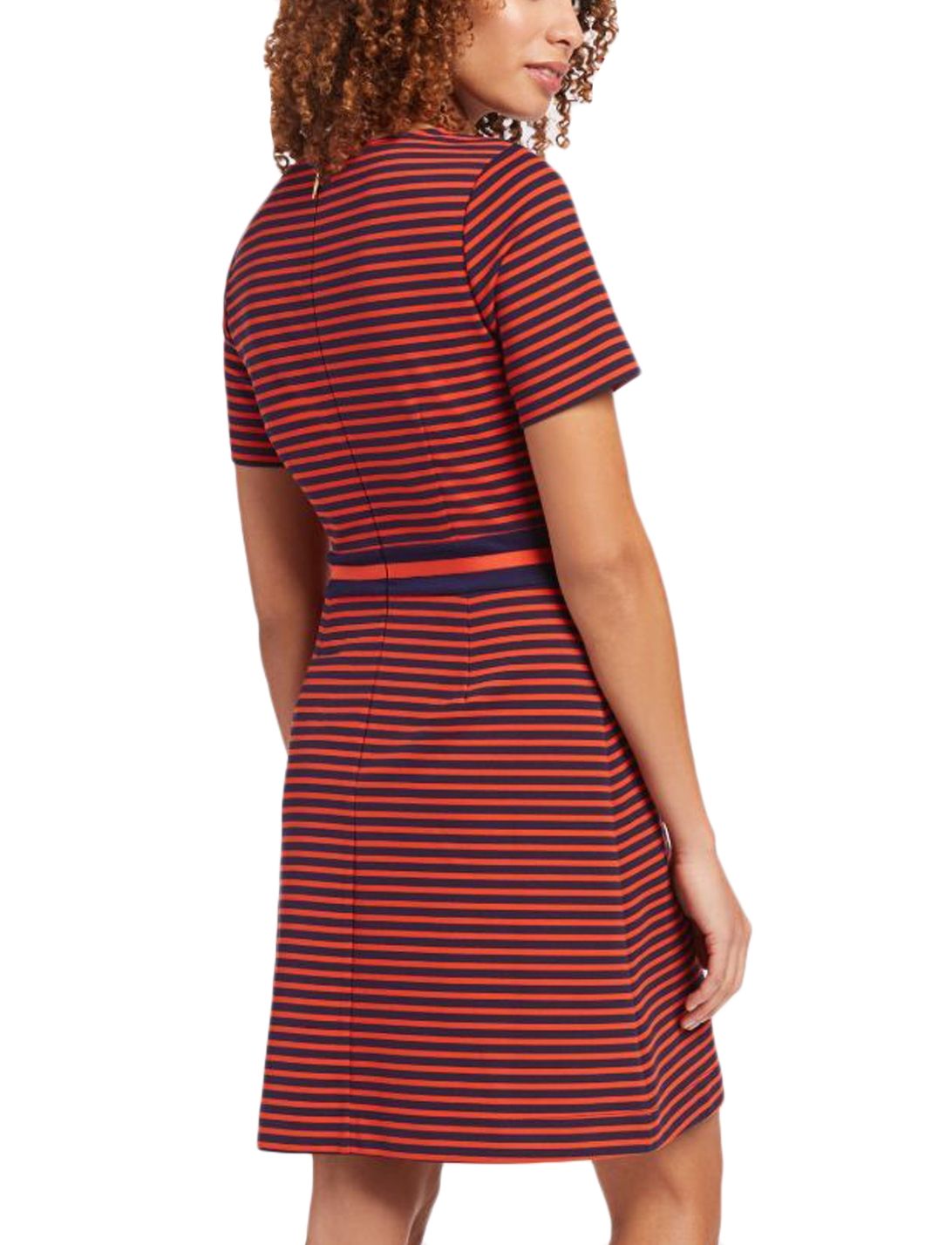 Draper James Stripe Ponte Knit A-Line Dress in Nassau Navy Multi