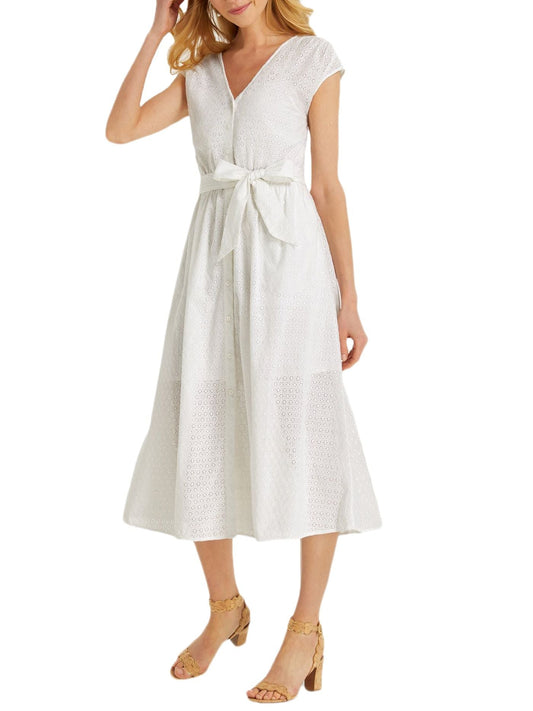 Draper James Collection Button Front Eyelet Dress in Willow Dress