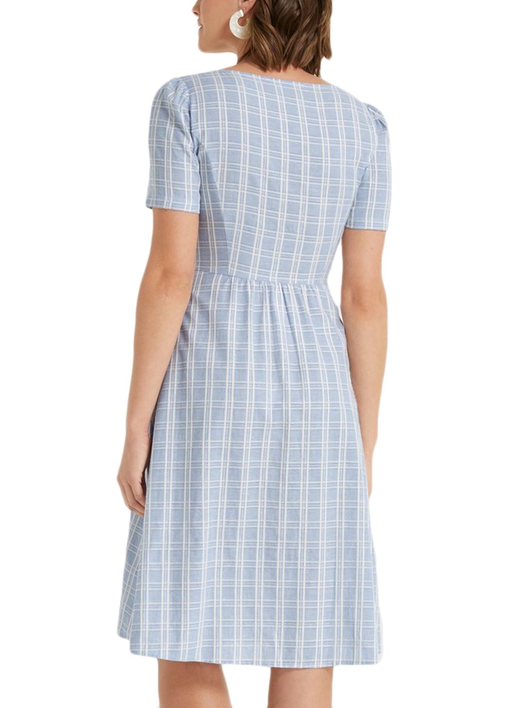 Draper James Linen Button Front Dress in Blue Multi