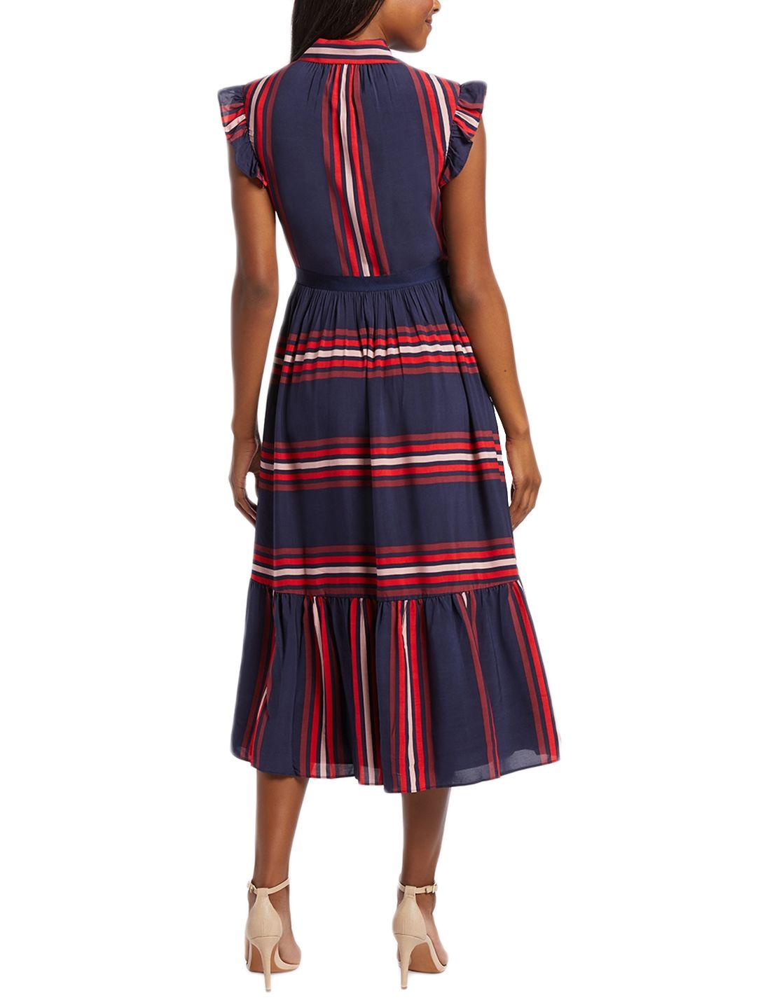 Draper James Collection Striped Maxi Shirt Dress in Nassau Navy Multi