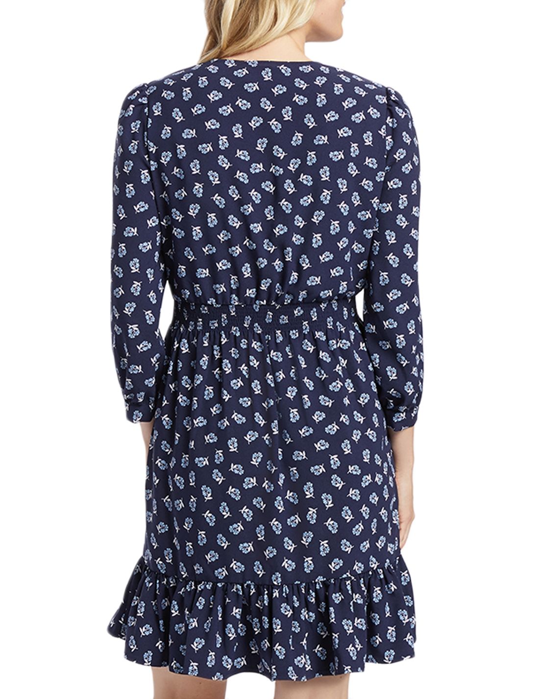 Draper James Floral Peasant Dress in Nassau Navy Multi