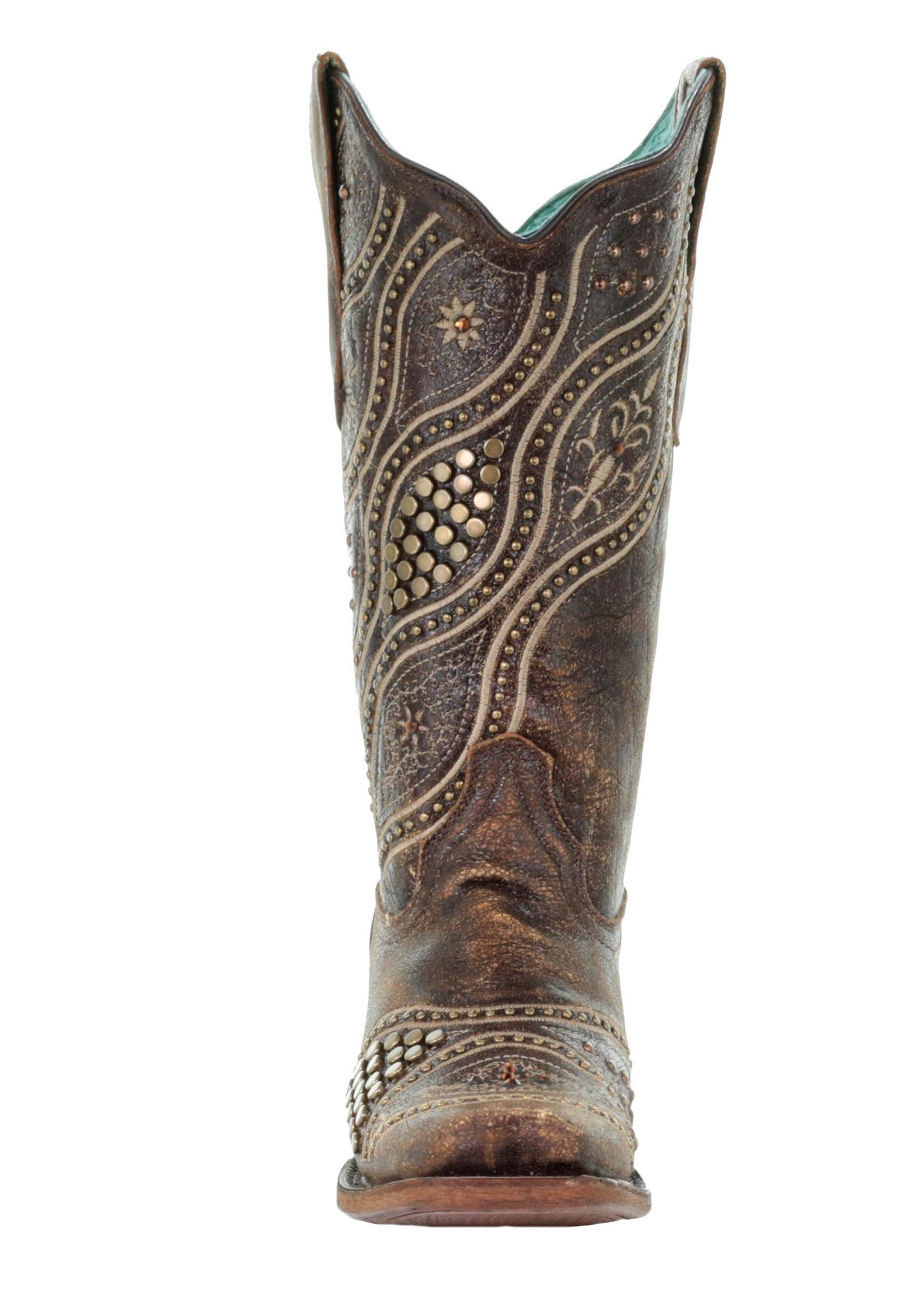 Corral Brown Embroidered Boots with Stud Accents