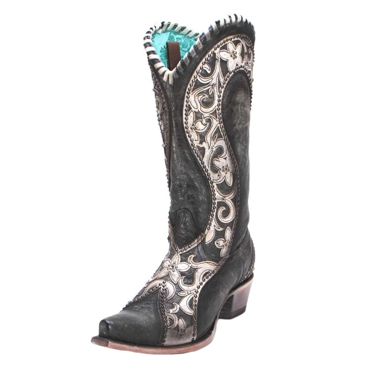 Corral Black Overlay and Woven Crystals Boots