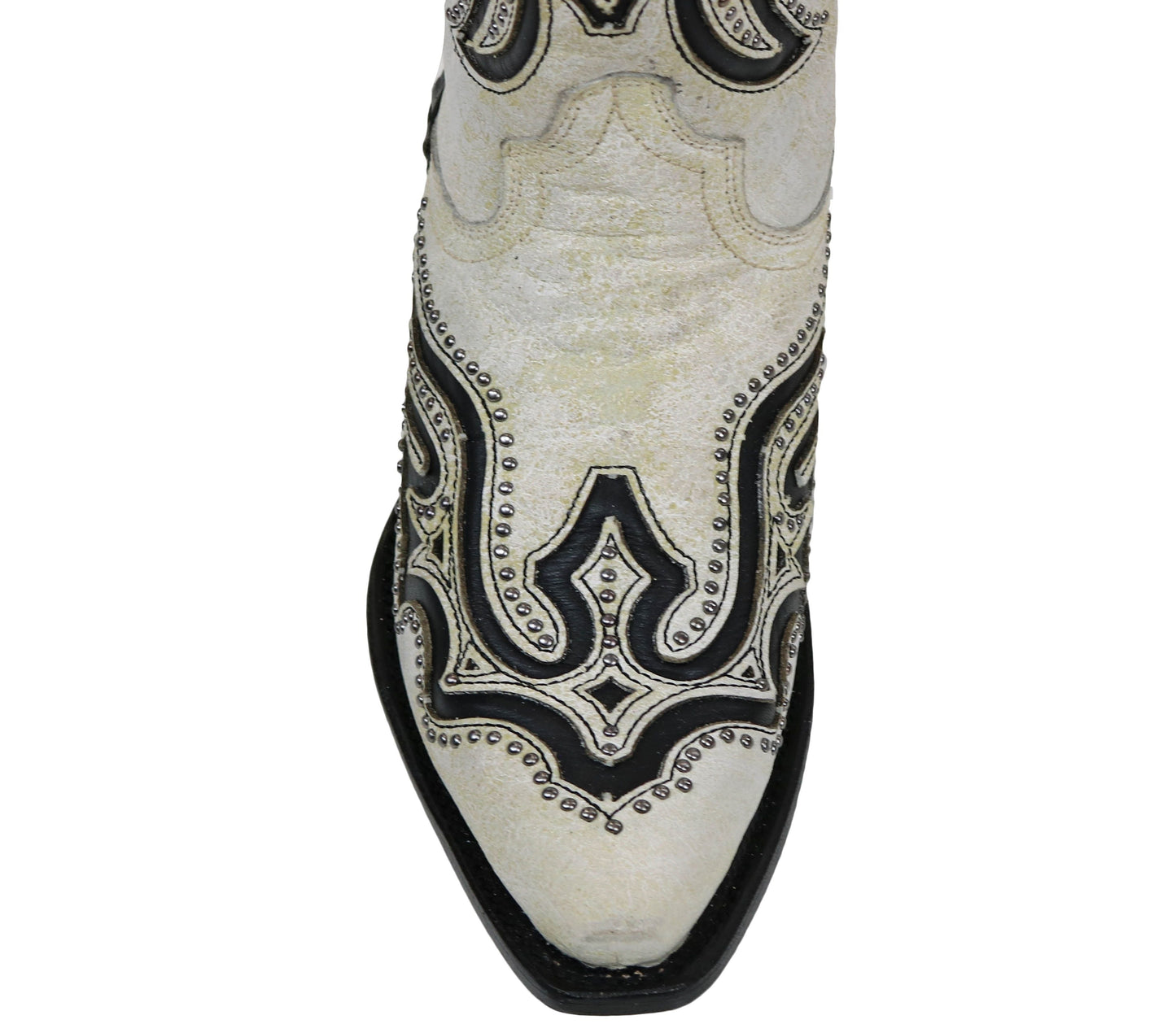 Corral White and Black Inlay with Wings and Studs Boots