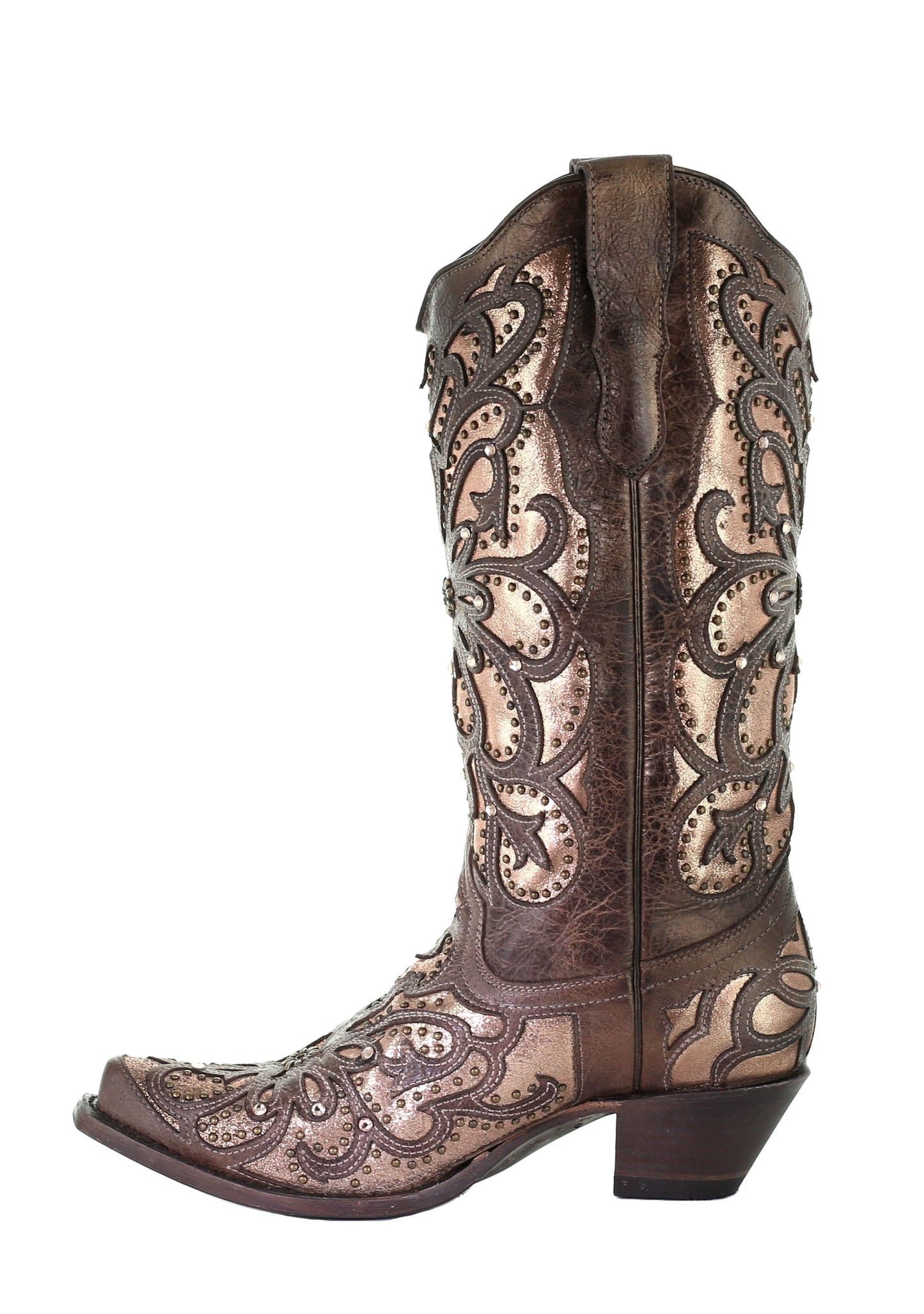 Corral Ladies Brown Oxford Inlay with Crystals and Embroidery Boots