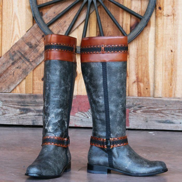 Corral Black and Tan Braided Collar and Harness Equestrian Boots