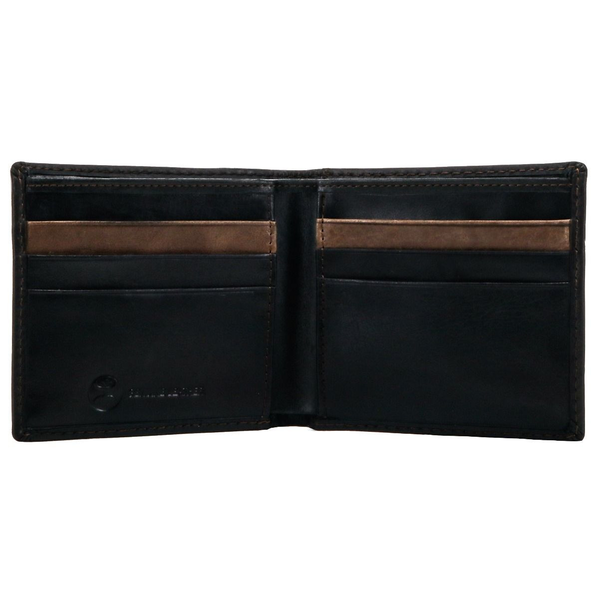 Hooey Smooth Black Bi Fold Wallet With Brown Double Stitched Accent Edge