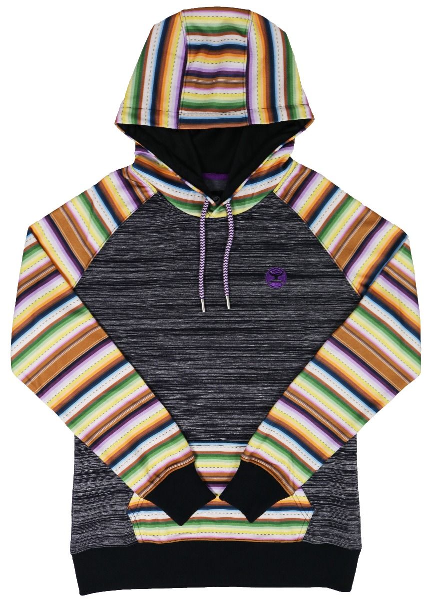 Hooey Ladies Black Space Dye Hoody with Serape Design