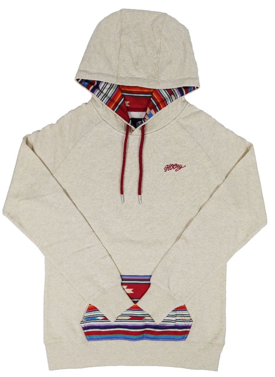 Hooey Ladies Cream Hoody with Multi Colored Aztec Kangaroo Pocket